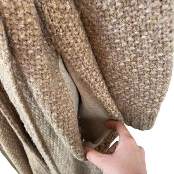Lunya Chunky Knit Wool Open Belted Robe Deep Pockets Delicate Tan Size L/XL - Picture 8 of 12